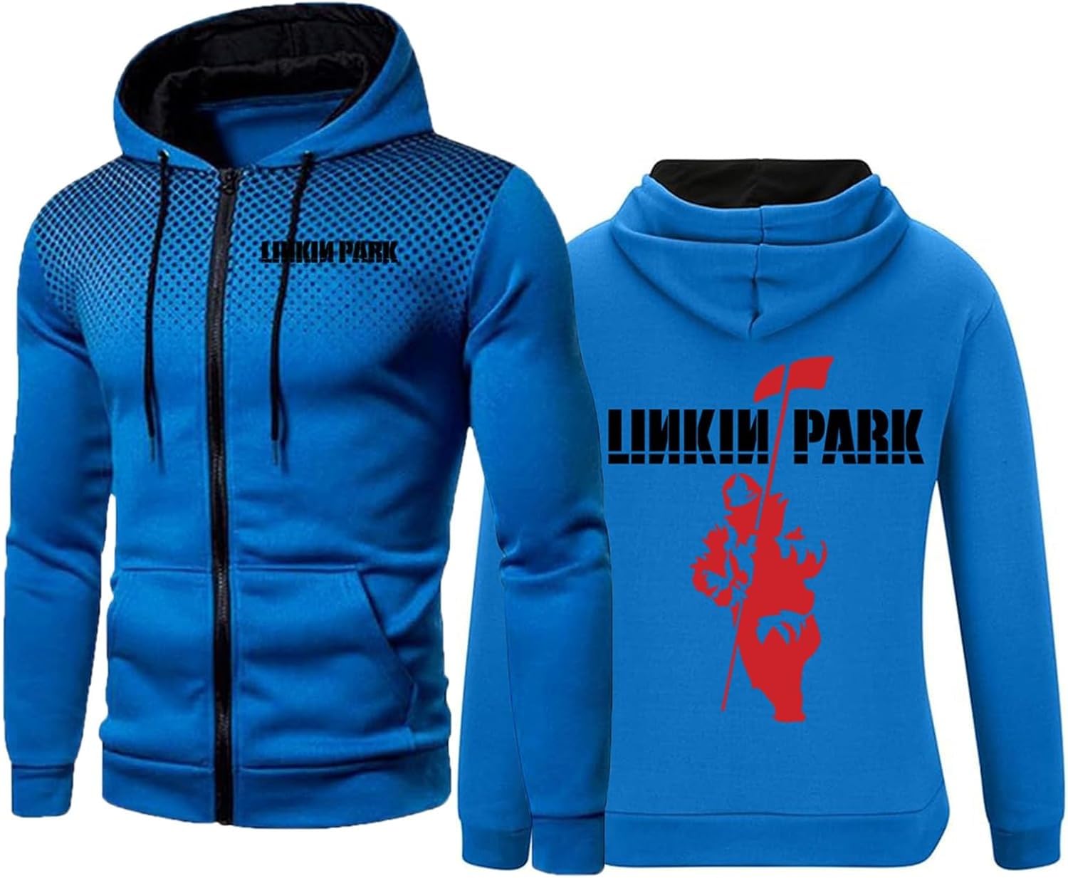 TUIAIFA Full Zip Up Pullover Hoodies for Linkin Park Mens Sweatshirts Leisure Jackets Plus Size Hoody Sportswear Workwear Outerwear with Pockets(E,L)