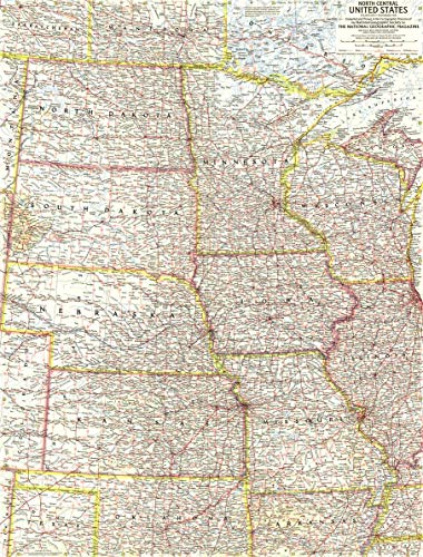 National Geographic: North Central United States 1958 - Historic Wall Map Series - 19 x 24.75 inches - Paper Rolled