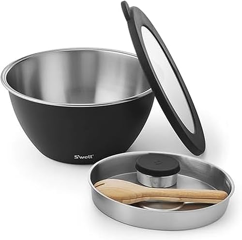 Miniatura 18 de S'well - Kit de ensaladera de acero inoxidable de 64 oz, diseño de recortes de papel, minirecipiente de 2 oz, bandeja extraíble de organización, a