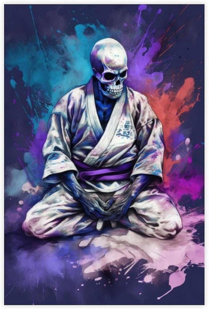 TREKAGF Brazilian Skulls Jiu-Jitsu Wrestling Art Poster Canvas Poster Bedroom Decor Landscape Office Room Decor Gift 12x18inch(30x45cm)