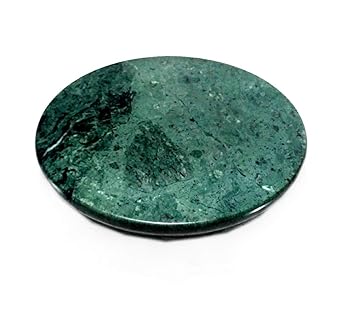 Marble Chakla Roti(Chapati) Maker Rolling Board (25cm x 25cm x 2.5cm) & Marble Mortar and Pestle Set Grinding Set for Small Spices(10cm x 10cm x 7.5cm) (Green 10 Inch)