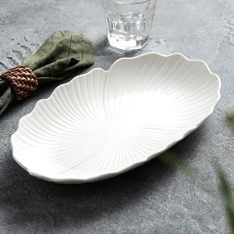 Talerz obiadowy kreatywny ceramiczny głęboki owalny talerz na rybę na parze do restauracji, kuchni, salonu, stołu jadalnego, aperitif zastawa stołowa (12 cali)