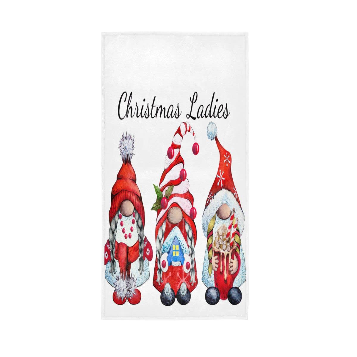 HUYGD Christmas Gnome Ladies Soft Bath Towel Absorbent Hand Towels Multipurpose for Bathroom Hotel Gym Spa 30"x15"