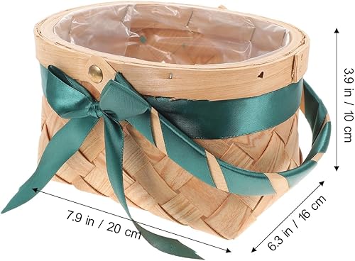 Miniatura 2 de Abaodam Cesta de flores tejidas para boda, baby shower, cesta de embalaje (verde)