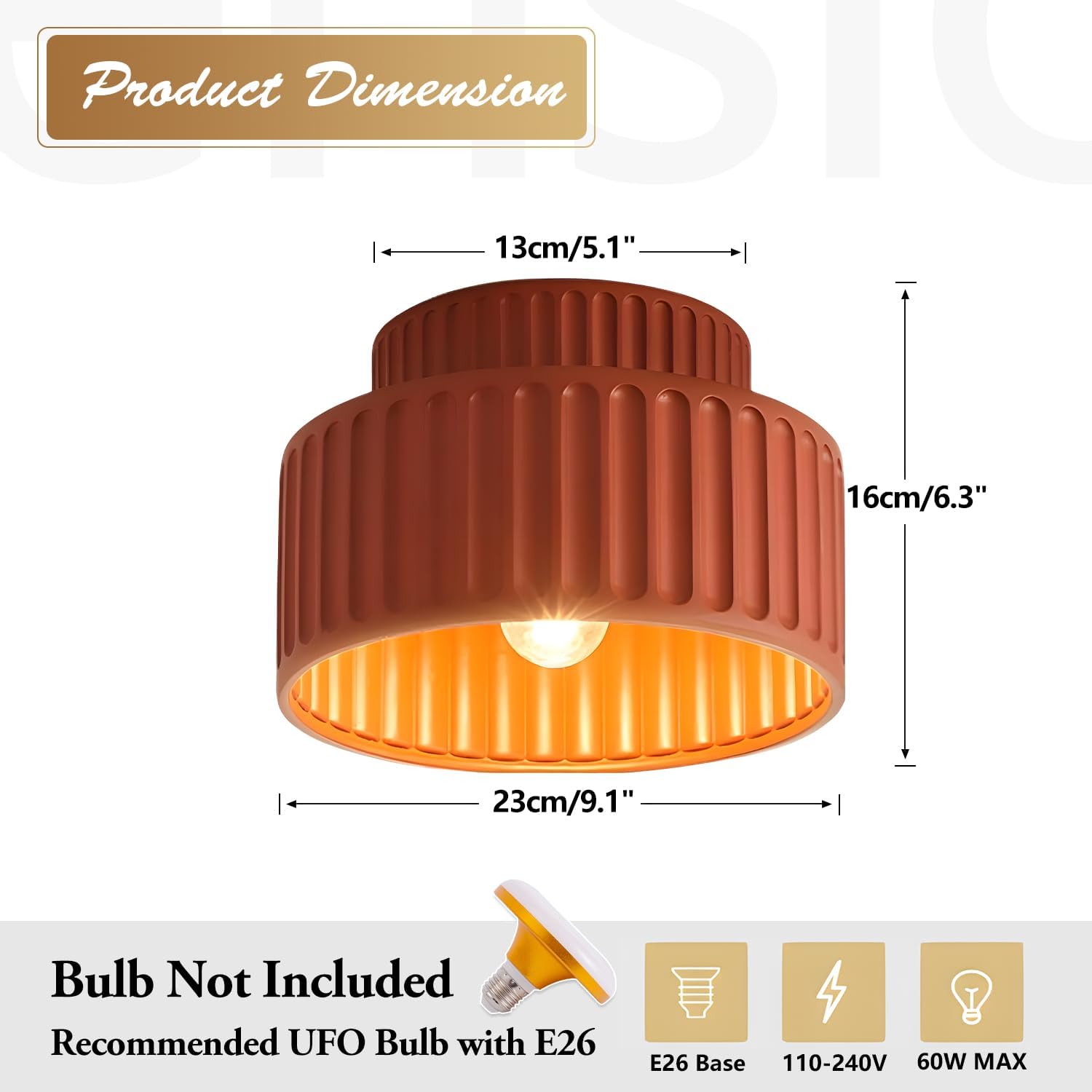Nordic Round Semi Flush Mount Ceiling Light Vintage Small Hallway Lamp Fixtures Kitchen Ceiling Mount Light Orange Red Resin Close to Ceiling Lamp Modern Bathroom Overhead