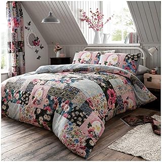 GC GAVENO CAVAILIA Floral Patchwork Duvet Cover Quilt Bed Set With Pillow Case, Reversible, Poly Cotton, Ellis Multi, Single Size Bedding, 544357