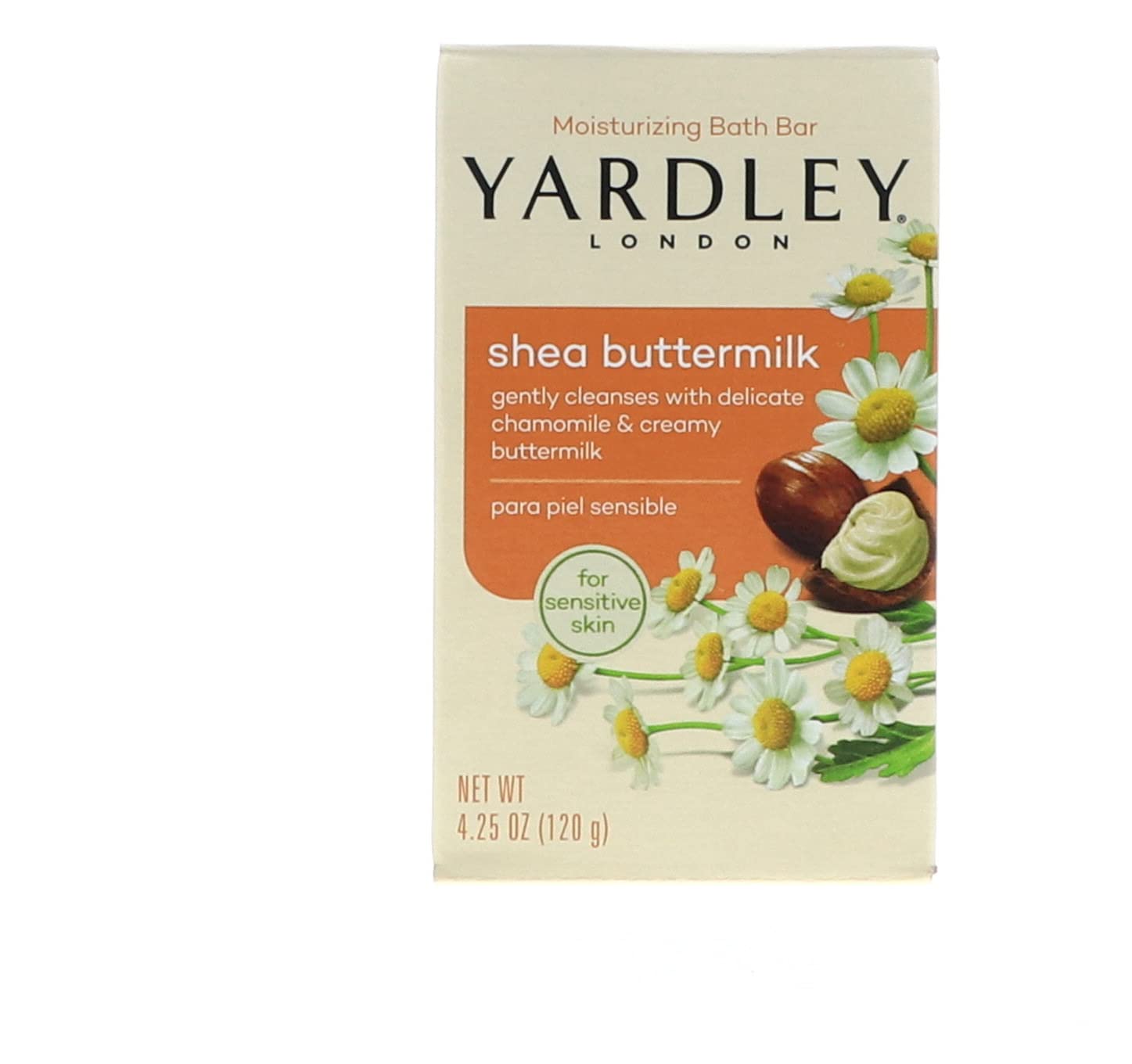 Yardley London Sensitive Skin Shea Buttermilk Bar Soap, 4.25 oz (Pack of 2