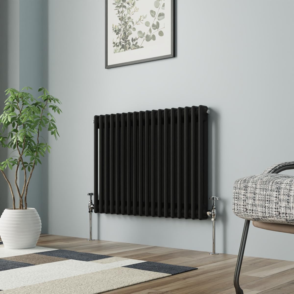 NRG Column Radiator Black 600x830mm Double Cast Iron Rads
