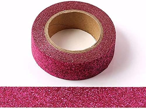 Miniatura 6 de Syntego Cinta Washi con purpurina decorativa para manualidades (rosa impactante)