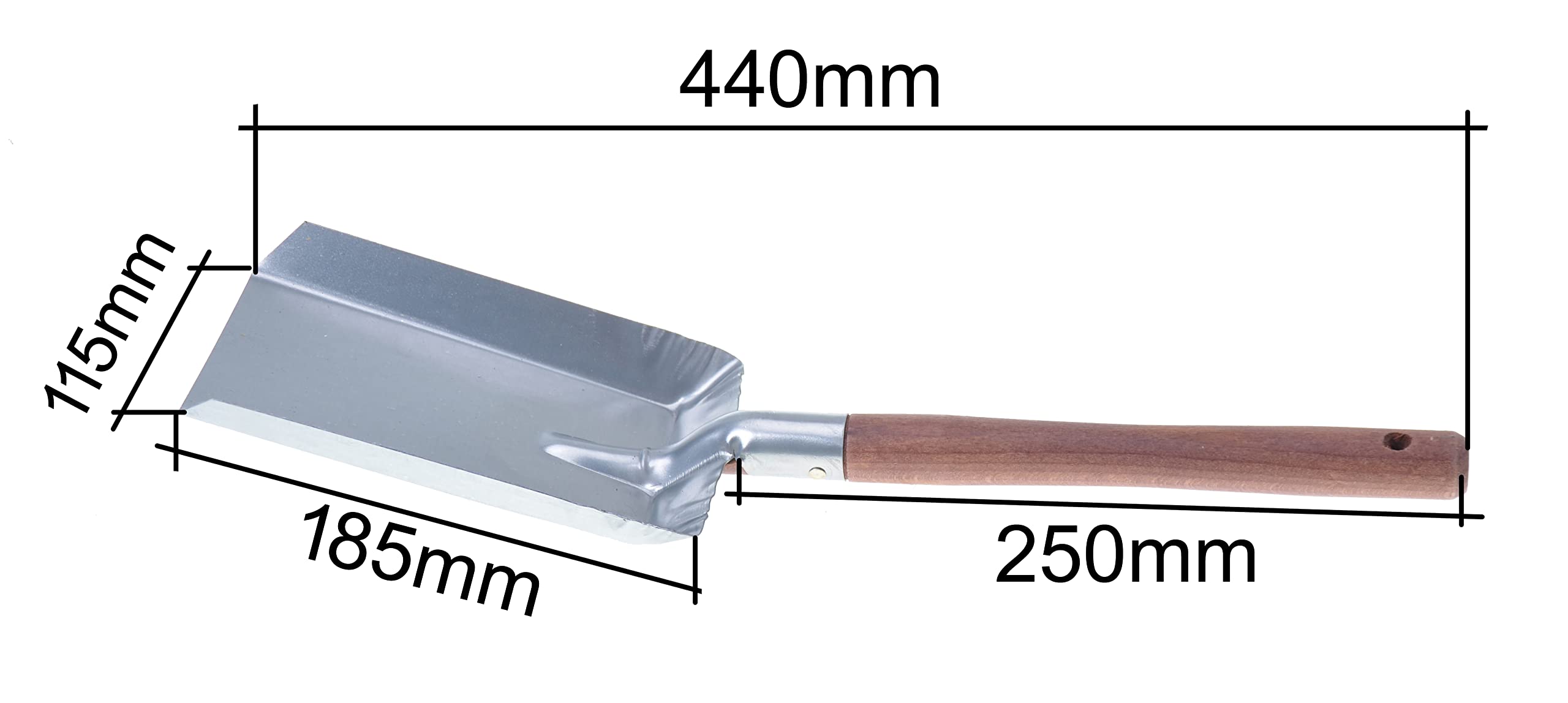 Pelle à Charbon 44 cm Galvanisée – Pelle à Cendres avec Manche en Bois pour Cheminée, Poêle, Barbecue, Foyer