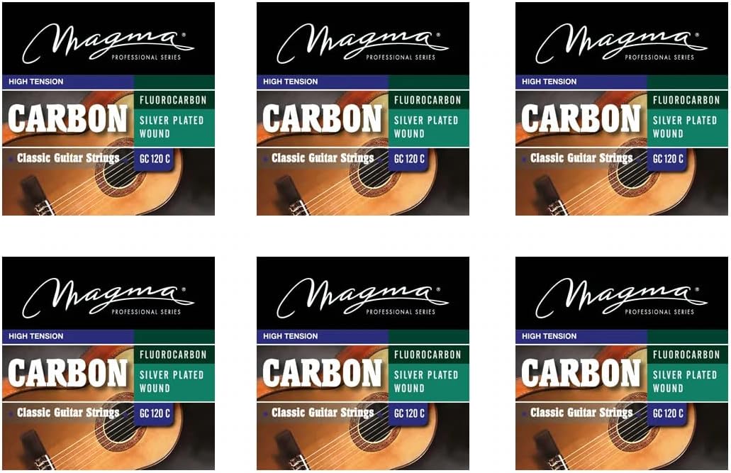 Magma Classical Guitar Strings - High Tension Fluorocarbon Nylon Trebles & Silver Plated Copper Basses (GC120C) - 3 Sets