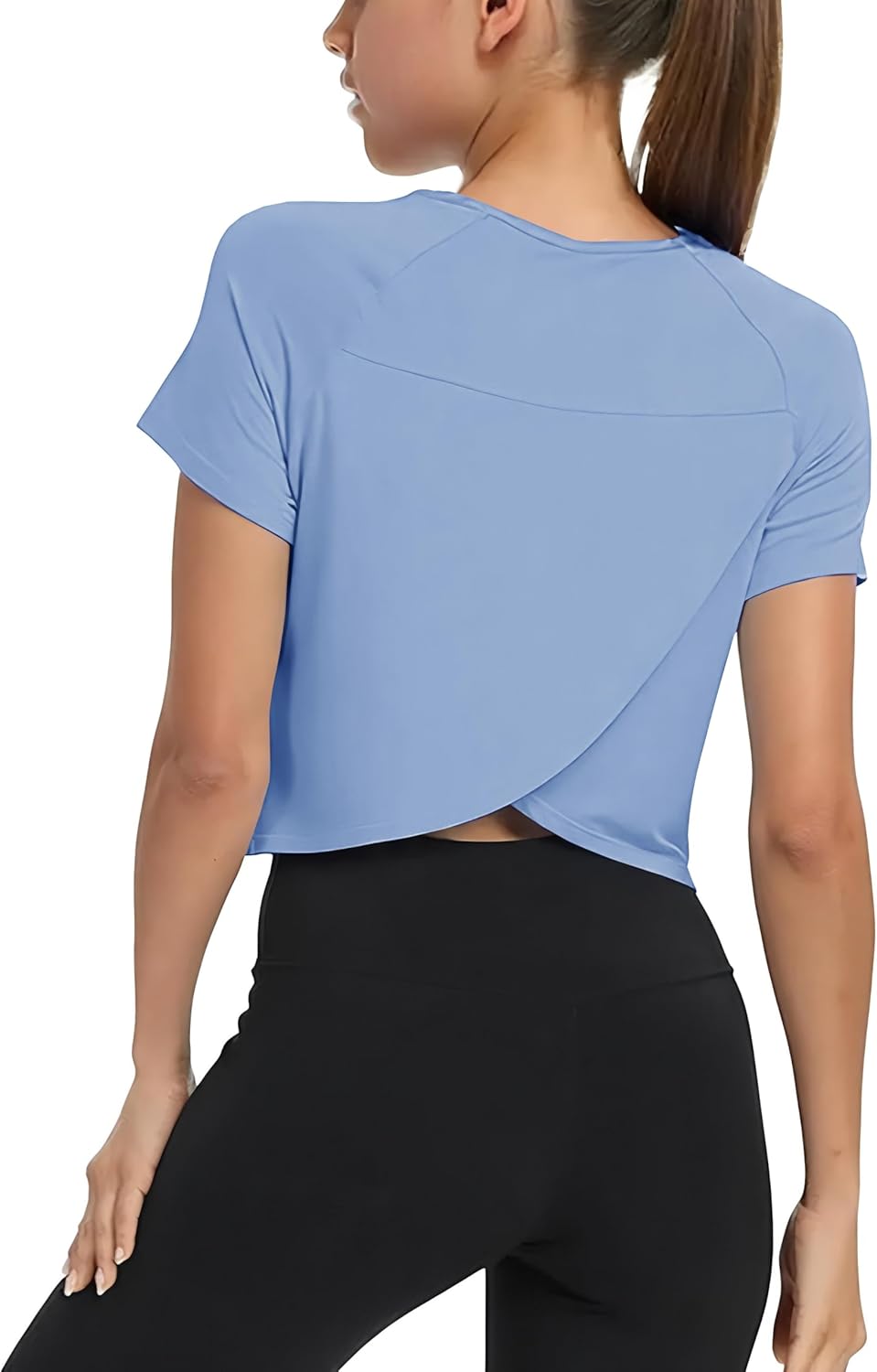 Girls Summer Workout Crop Tops Cropped Split Back Athletic Gym Exercise Short Sleeve Basic T Shirts 3-14 Years - Image 3