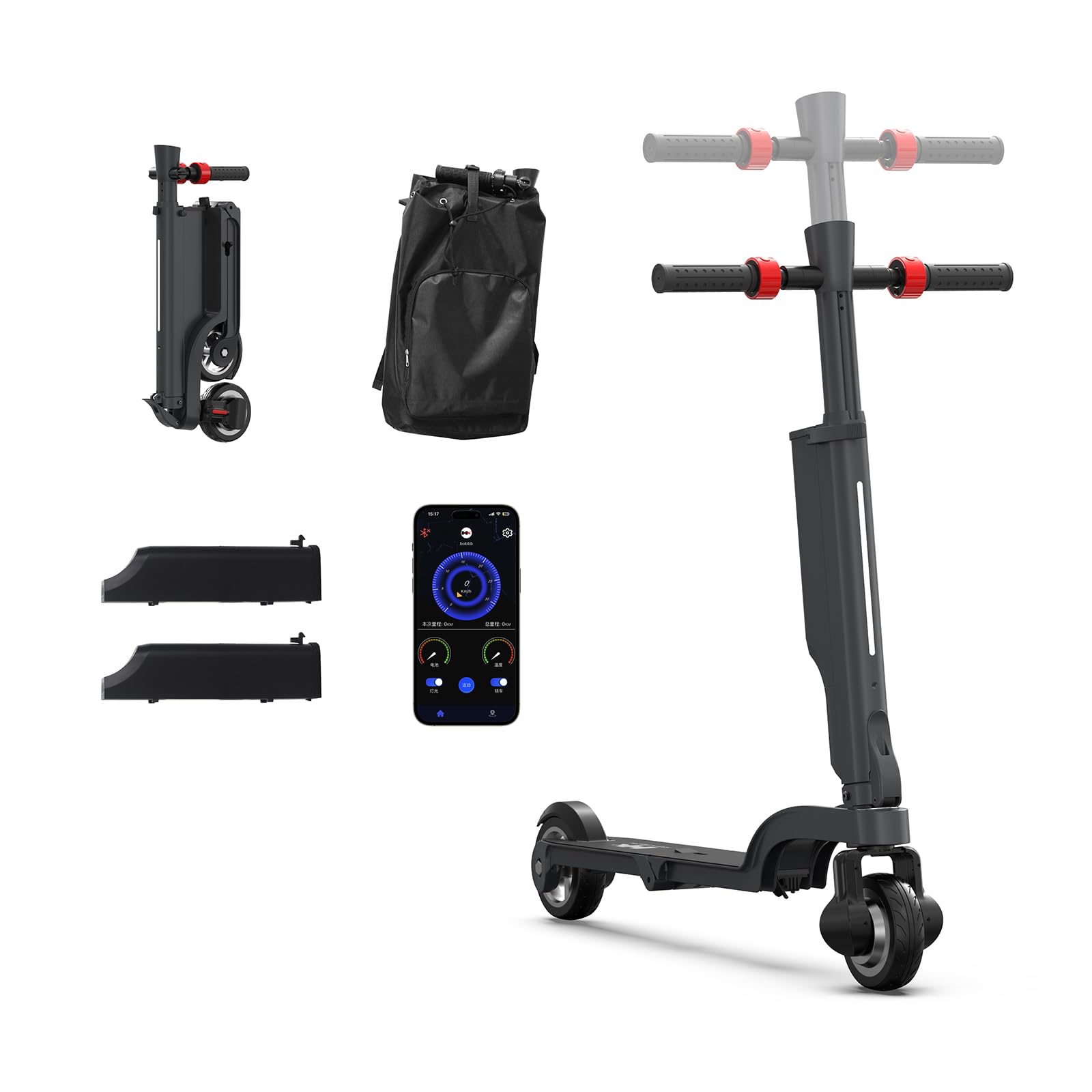 HX X6/X8 Patinete Eléctrico Adulto, Batería Extraíble, Motor 350W, Ruedas 5.5/10", Velocidad 25 km/h, Autonomía 15-40 km, Doble Freno, App, Scooter Eléctrico Plegable Urbano