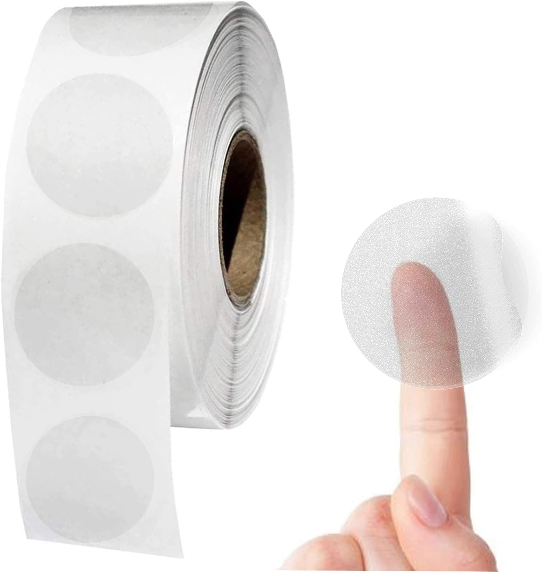 Performore Crystal Clear Transparent 1" Round Stickers, Envelope Tab Sealer and Retail Package Round Clear Seal Labels Self Adhesive, 1000 Stickers Per Roll