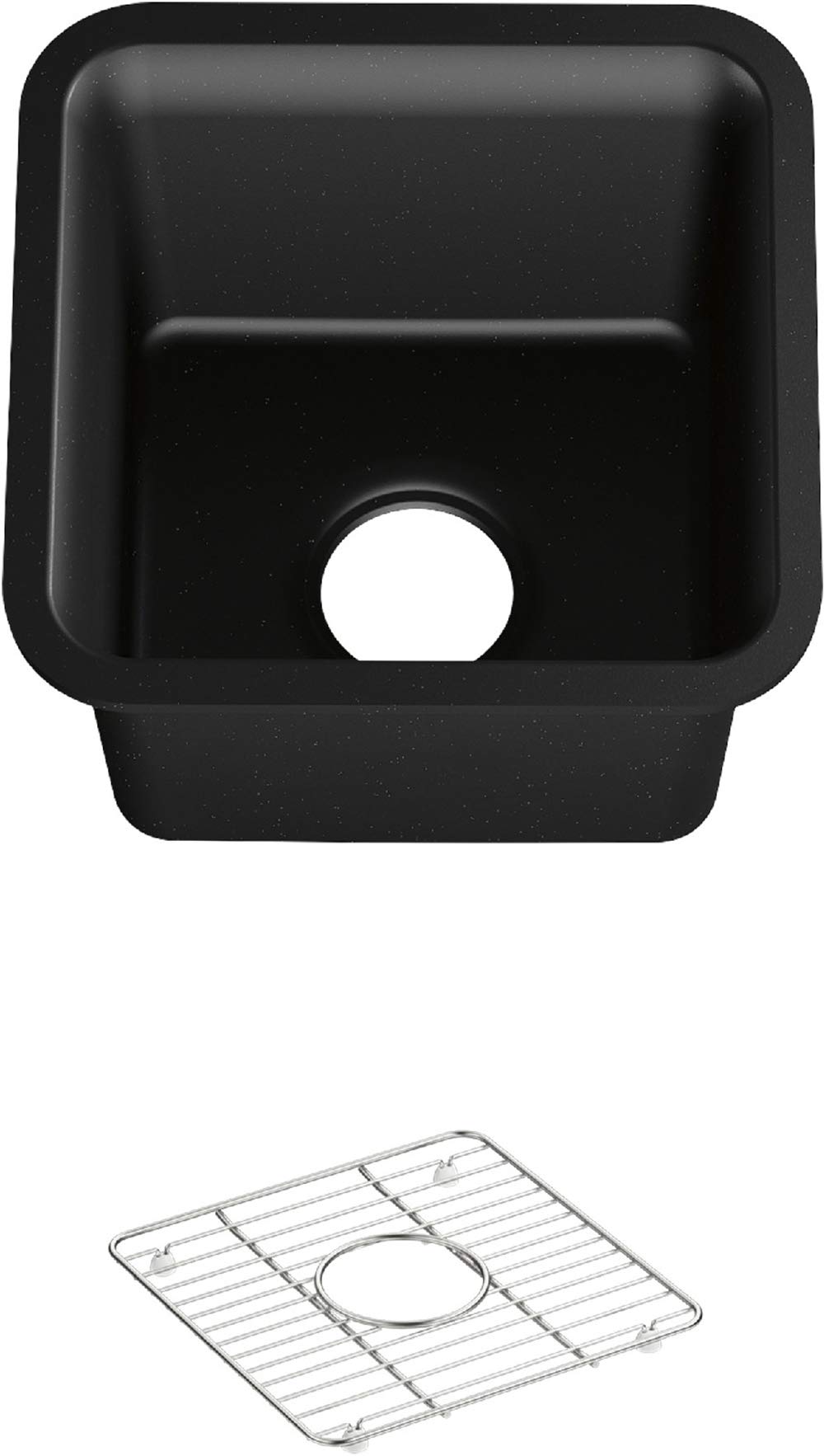 Kohler8223-CM1 K-8223-CM1, Matte Black Cairn 15" x 15" x 9-1/2" Neoroc under-mount bar sink, 18" Minimum Base Cabinet Width, 15