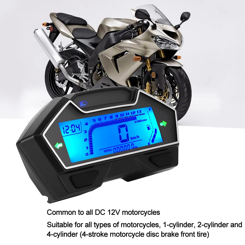 Contagiri Contachilometri Contachilometri 12V per Motocicli, Indicatore Digitale Multifunzione LED Display quantità Carburante, Adatto a Tutti i Motocicli, Applicabile
