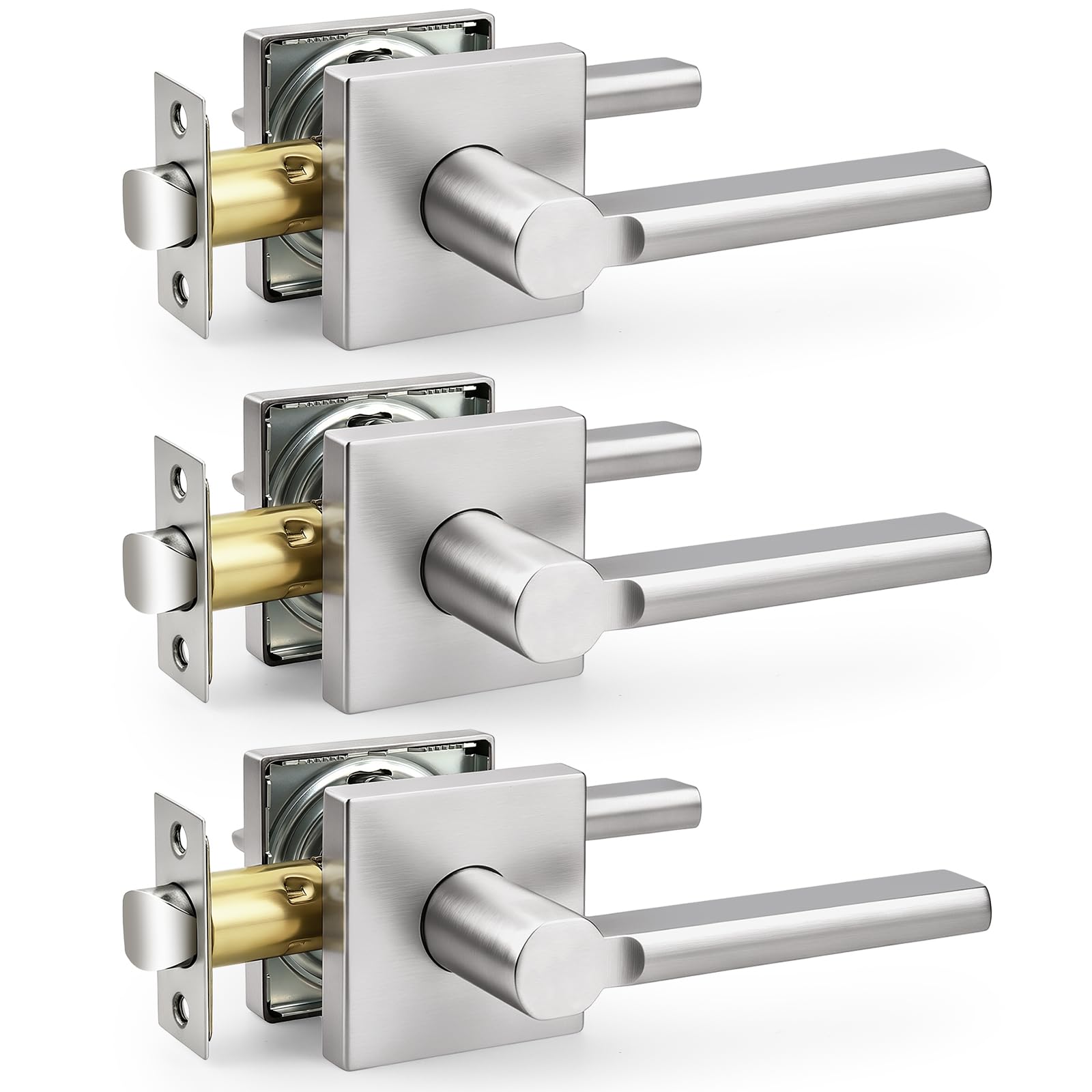 Probrico Door Handle with Lock - Brushed Nickel -23