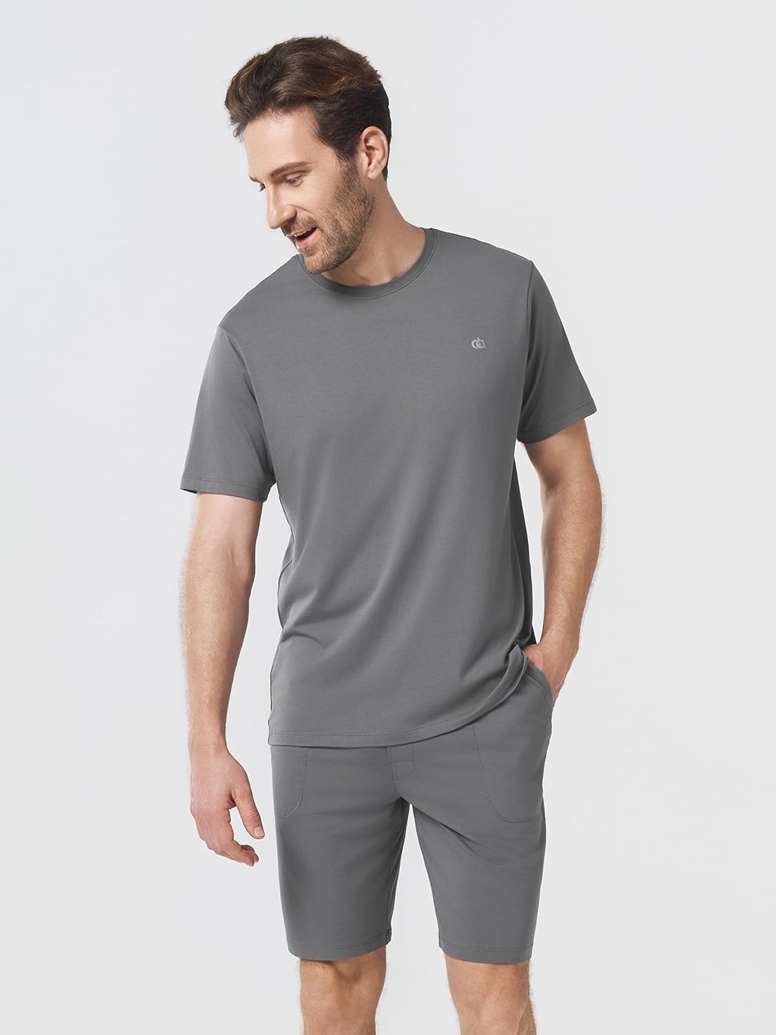 DAVID ARCHY Men's Cooling Pajama Set Short Sleeve Summer Loungewear | Cooling, Soft, Smooth, Lightweight Loungewear, Side Pockets, Ideal for Summer Sleep