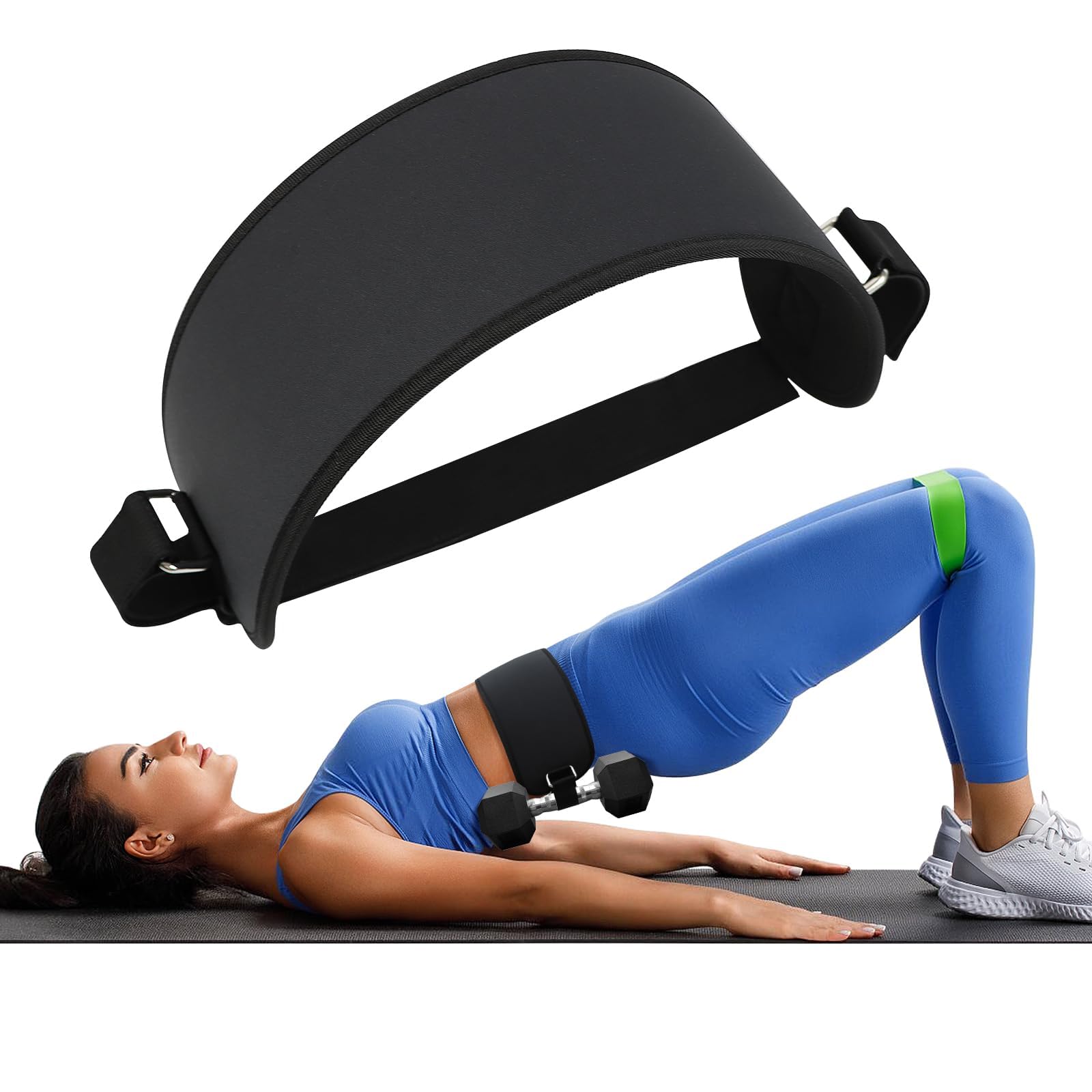 Hip Thrust Belt for Dumbbells, Kettlebells and Plates, Adjustable Body Belt for Glute Bridge & Butt Workouts, Ideal for Gym Home and Travel