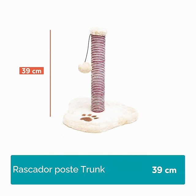 Foto 3 de 7 de Aqpet Poste rascador para Gatos, árbol de Juego para Gatos con Bola, 39 cm, Color Beige