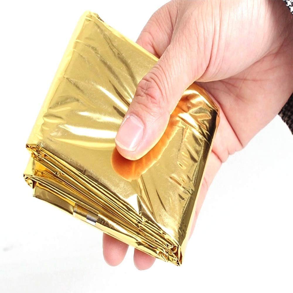 TIGA-MED 10× Couverture de Survie Thermique 210×160 cm – Set de 10 couvertures de Secours Gold/Silver | Isolation Chaleur & Froid, Urgence, Camping, Auto, CE