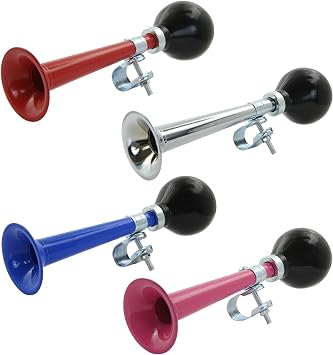 Bike Horn, Silver Blue Red Pink Bicycle Horn,4 Pack Cycling Bicycle Hooter, Clown Horn for Road Bike Mountain Bikes