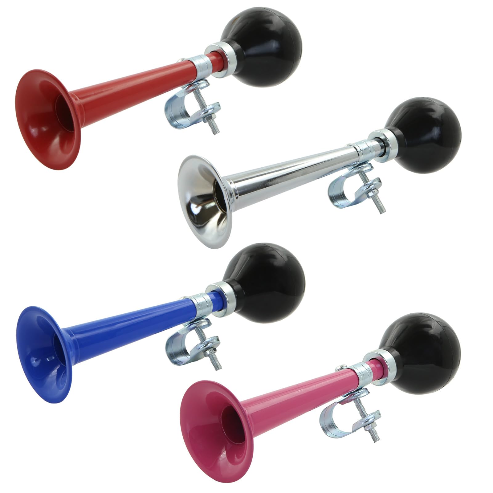 Bike Horn, Silver Blue Red Pink Bicycle Horn,4 Pack Cycling Bicycle Hooter, Clown Horn for Road Bike Mountain Bikes