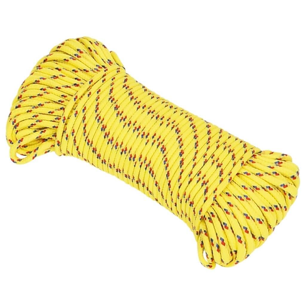 Bootsseil Gelb 4 mm 50 m Polypropylen, reißfestes Seil für Boot, Segeln, Camping, Outdoor, Robustes Tau mit hoher Bruchfestigkeit und vielseitiger Anwendung