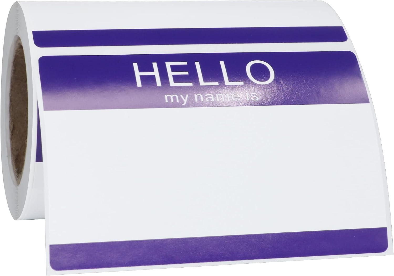 Hello My Name is Stickers Colorful Name Tag Stickers for Themed Party School Office Home Kids Badge Label 3-1/2×2-3/8 Inch Purple - 200 Labels Per Roll