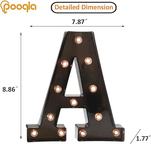 Miniatura 4 de Pooqla Letras iluminadas con luces - Luz LED letra negra para bar pub fiesta en casa decoración de bodas