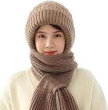 Winter Warm Knitted Hat Scarf with Integrated Ear Protection & Windproof Design | Cozy Beanie Cap with Matching Scarf and 1 Pair Thermal Socks for Outdoor Cold Weather- Multi Color