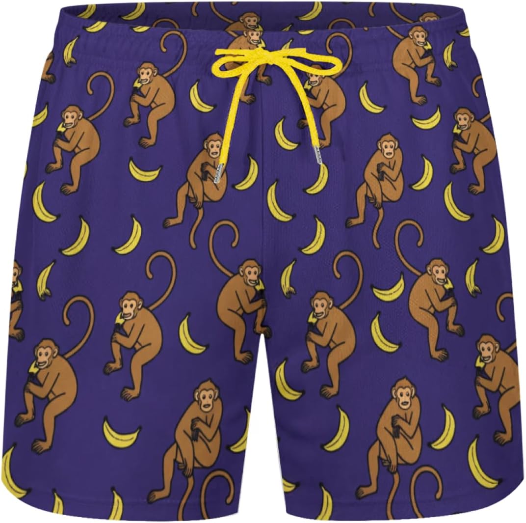 KSLIDS Mens Swim Trunks with Compression Liner 2-in-1 Swimming Shorts 5 inch Inseam Quick Dry Beach Board Shorts