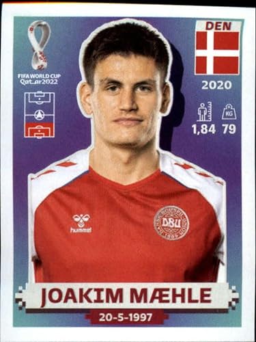 2022 Panini World Cup Qatar Sticker DEN7 Joakim Maehle Group D Denmark Mini Sticker Trading Card