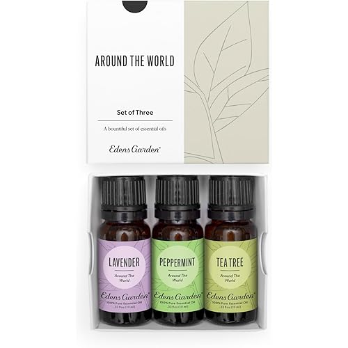 Edens Garden Essential Oils Around The World 3 Set – 100% Pure Therapeutic Grade Aromatherapy: Lavender, Peppermint & Tea Tree Oil for Diffusers & Home – No Fragrance & Undiluted, 10 ml/ 3 Pack