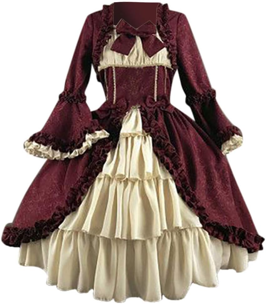 Women's Fashion Contrast Colour Dress Short Sleeves Solid Coloured Clothing Lacing Sexy Medievals Vintage Dresses Uchiha Itachi Cosplay Costume