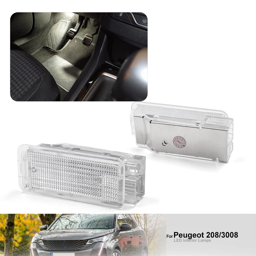 Luz LED interior maletero pie puerta compatible con Peug.eot 206 207 208 2008 306 307 308 3008 5008 RCZ, lámpara guantera accesorio repuesto