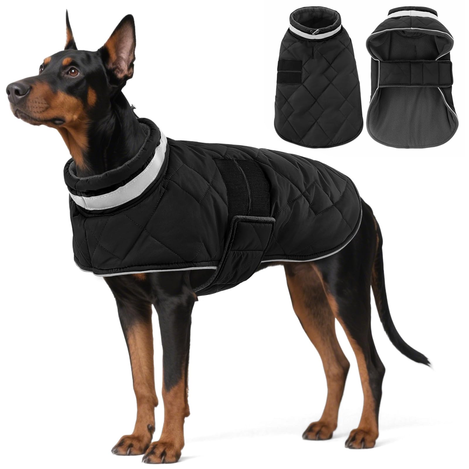 ASENKU Cappotto Impermeabile per Cane Invernale, 2XL Cappottino per Cani di Taglia Grande, Giacca Invernale Foderata in Lana Riflettente, Cappotti e giubbotti per Cani Chiusura Regolabile