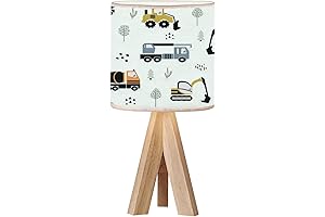 Boy's Room Truck Lamp | Seamless Construction Machinery Cartoon Hand Wood Nightstand