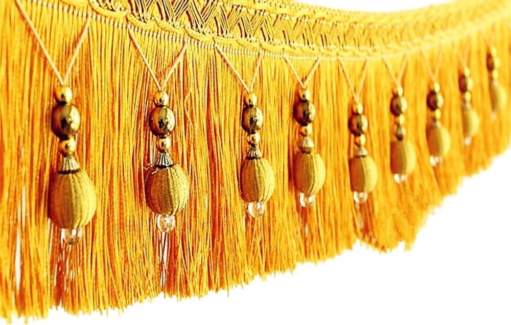 Dentelle de rideau, garniture de franges, 5 mètres de perles tressées, franges suspendues, garniture de boule pour rideau, table, bord de pompon, décoration de mariage, coupe de couture (couleur : r