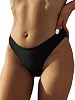 Verdusa Womens Ruched Back Bikini Panty Cheeky Brazilian Cut Swimwear Bottom Black M