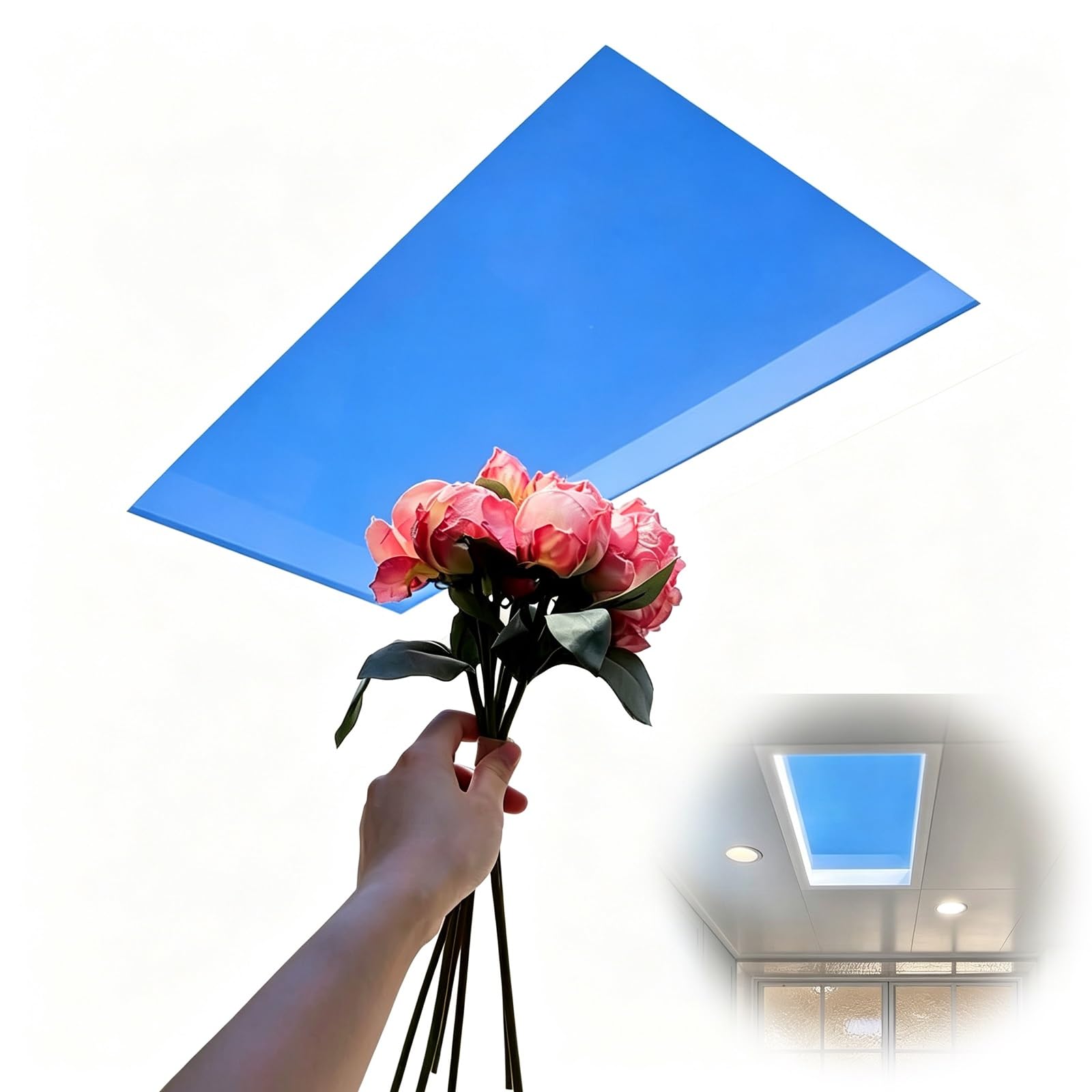 Luz De Ventana Artificial Para El Hogar, Tragaluz De Techo Inteligente Regulable, Lámpara De Luz Solar Natural Para Cocina Y Dormitorio, Panel De Cielo Azul Con Control Remoto, Iluminación
