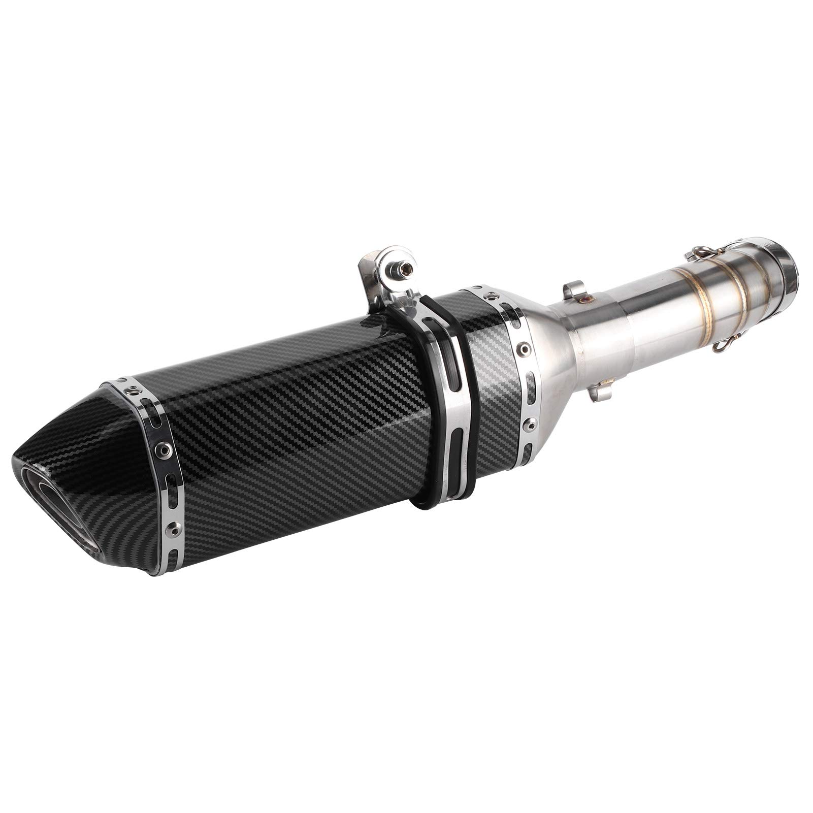 di scarico motociclo MidPipe in stile fibra di carbonio Slip-On silenziatore con DB Killer compatibile 400 Z400 2018-2020 Slip-on Muffler Motorcycle Mid-Pipe