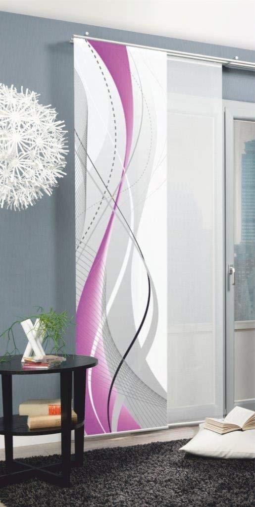 Home Fashion 87152 Carlisle - Panel japonés con impresión Digital (con rieles y sujeciones, 245 x 60 cm), poliéster, Morado, 245 x 60 cm