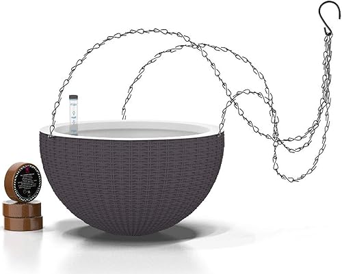 Miniatura 9 de GARDENIX DECOR Macetas colgantes de riego automático de 11 pulgadas para plantas de interior, maceta con indicador de nivel de agua para plantas,