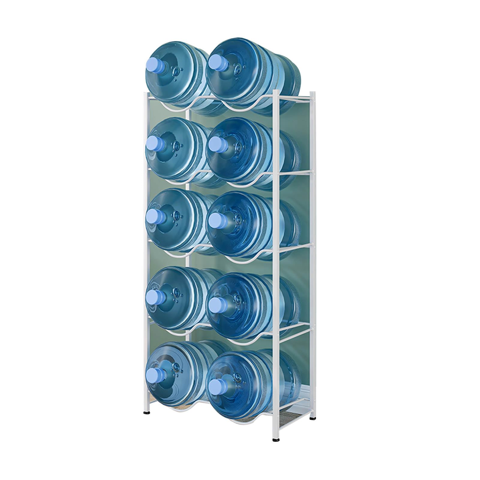 Estante apilable para botellas de agua de 5 galones, almacenamiento de doble fila para enfriadores, soporte de almacenamiento perfecto para uso doméstico y de oficina