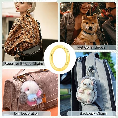 Image of 10 Pack 1-1 /4 inch Trigger Spring O Rings, Metal Round Carabiner Clip Snap Hook, Spring Keyring Buckles for Replacement Purse Strap, Paracord Lanyard Clips, Keychain Rings Hardware DIY Crafts Making