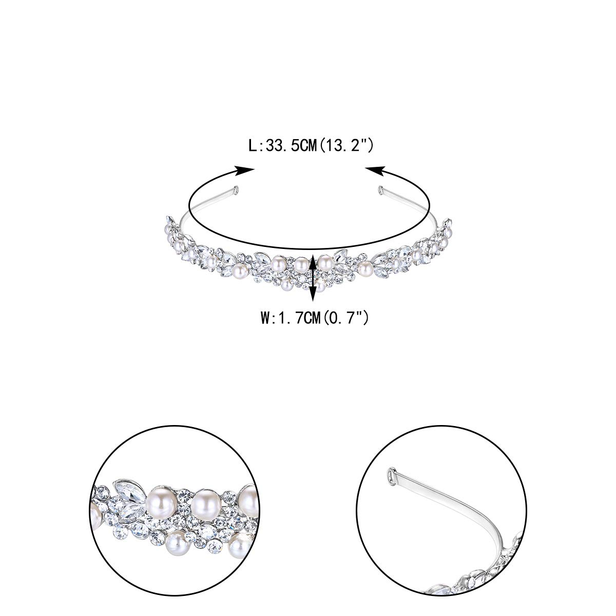EVER FAITH® Tiara per capelli da sposa, con perle artificiali e cristalli austriaci, stile Art Deco, accessorio per capelli, colore: argento trasparente