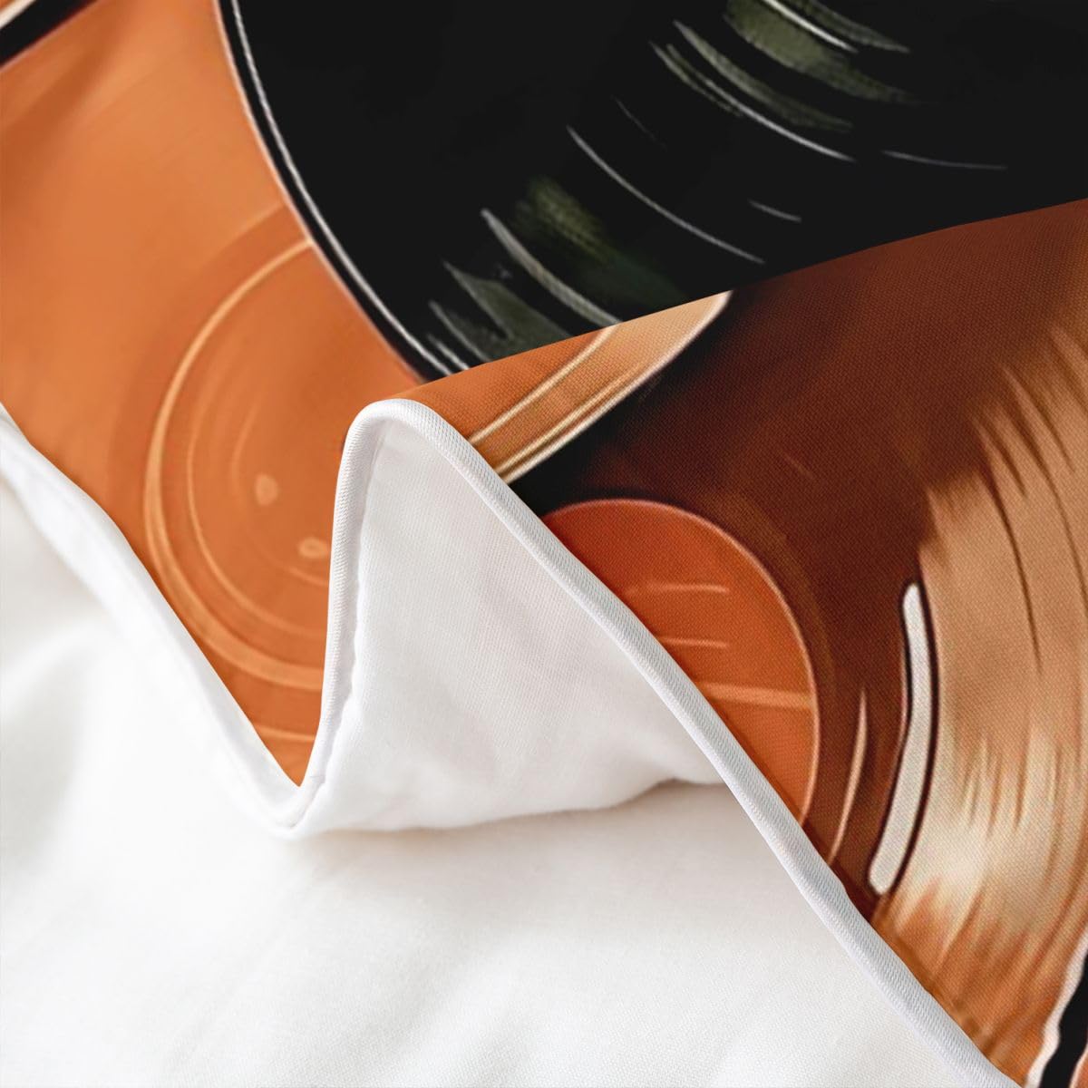 Homewish Set di biancheria da letto per letto super king size vintage con dischi in vinile retrò Art Coton copripiumino semplice e alla moda per amanti della musica