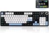 EPOMAKER X Aula F108 PRO Teclado gamer inalámbrico con pantalla, batería 8000mAh, 104 teclas hot-swappable y programables y perilla, retroiluminación RGB, para Mac/PC/Android (azul y blanco y negro) 1