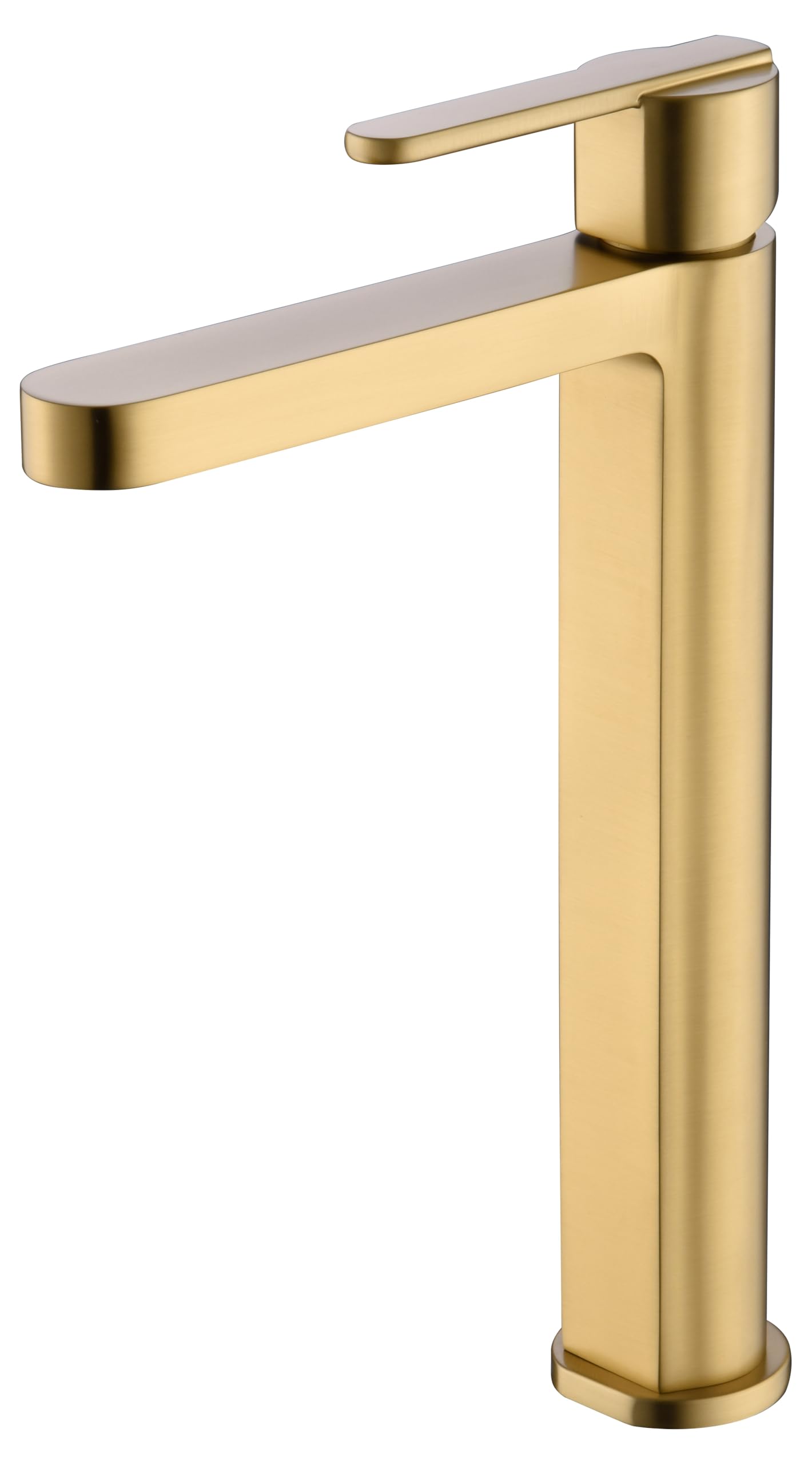 IMEX Monomando de Lavabo Alto SERIE ROMA – Grifo de Latón,Grifo Lavabo moderno, Cartucho Cerámico Ø28 mm TOP, Flexos 3/8". (Oro Cepillado)